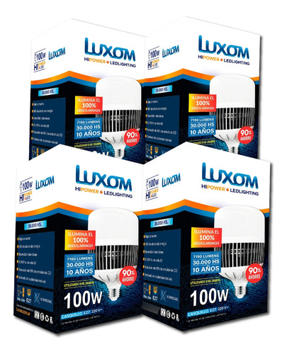 Lampara Hi Power Led 100w E40 Luxom X4 Unidades 