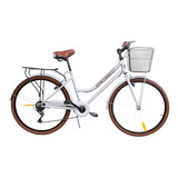 Bicicleta Urbana Centurfit Mkz-bicivintage R26 7v Frenos V-brakes Color Blanco Con Pie De Apoyo