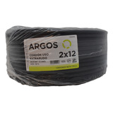 Cable Uso Rudo 2x12 Argos 100% Cobre 600v Caja 100 M Negro