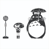 Vinilo Decorativo Pared - Anime Totoro Esperando Bus -ghibli