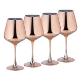 Juego 4 Copas Colores Vino Coctel De Vidrio 520ml Color Oro Rosado