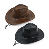 Pack2 Sombrero Vaquero Unisex Gorro Gorra  Oeste Eco Cuero 