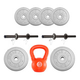 Kit Sport Maniac Mancuernas Pesa Rusa 6 Discos Grises 24kg