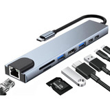 Hub 8 En 1 Con Usb C A Hdmi Y Ethernet