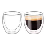 Set X2 Vasos Tazas Vidrio Doble Pared Hudson 80ml Cafe