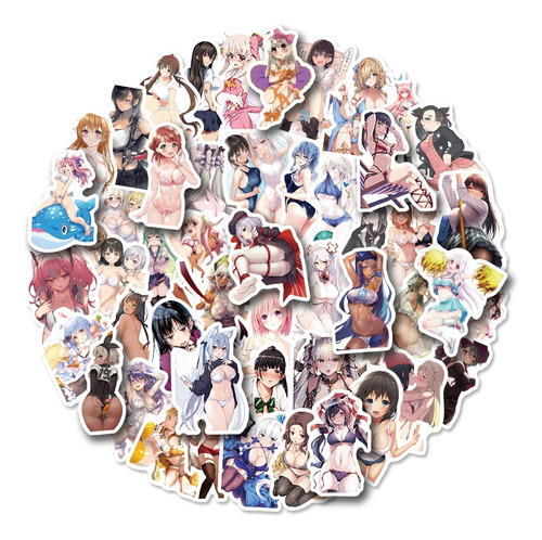 Waifu Anime Variado 50 Calcomanias Sticker Pvc Contra Agua