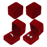 Pack 4 Cajas De Terciopelo Para Anillos,aretes,joyas Etc.