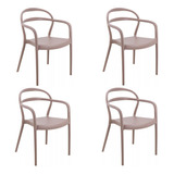 Conjunto 4 Cadeiras Sissi Camurça Com Braço Tramontina