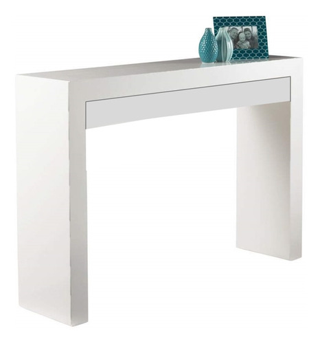 Mesa De Arrime Dressoire Laqueada Blanca 100x30 Con 1 Cajon