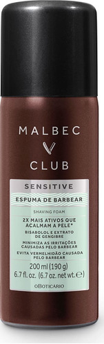 Espuma Para Barbear Malbec Club Sensitive 200ml Oboticário