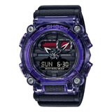 Reloj Pulsera Casio G-shock Ga-900ts-6acr De Cuerpo Color Morado, Día Y Fecha, Fondo Azul, Con Correa De Resina Color, Bisel Color Azul Y Hebilla Simple