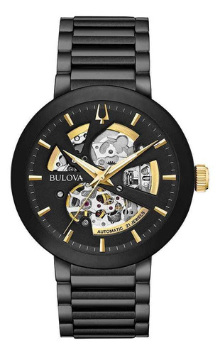 Relógio Bulova Masculino Preto Esqueleto Automático 98c203