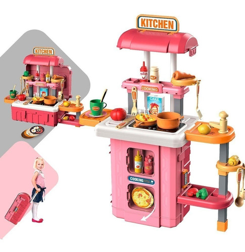 Maleta Cocina Infantil Cocina 3 En 1 Niña Rosado