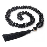 Collar Budista Japa Mala 108 Cuentas Oración Obsidiana