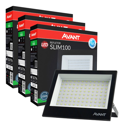 Kit 3 Refletor 100w Led Verde Bivolt Decoração Jardim Avant