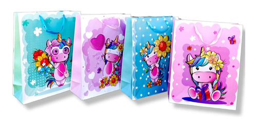 12 Bolsas Papel Grandes Unicornios Niñas Regalos Sorpresas 