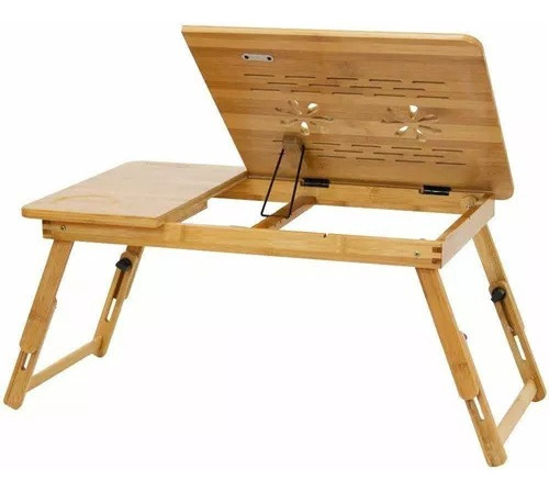 Mesa De Cama Bambú Base Enfriadora Para Laptop 2 Ventilador