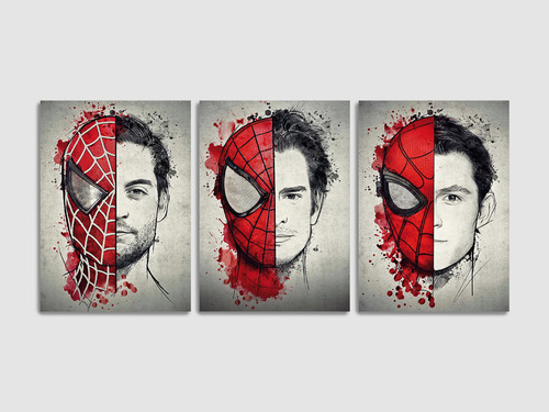 Set De 3 Cuadros Spider-man No Way Home Tobey Andrew Tom