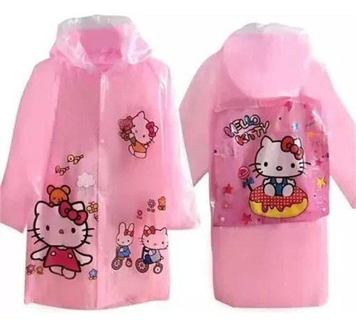 Impermeable Infantil Hello Kitty Con Bolsita Transportadora
