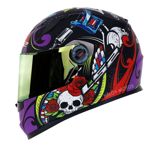 Capacete Ls2 Ff358 Pigment Violeta + Viseira Extra Dourada