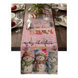 Mantel Rectangular De Algodón Y Lino Para Navidad Rosado 33