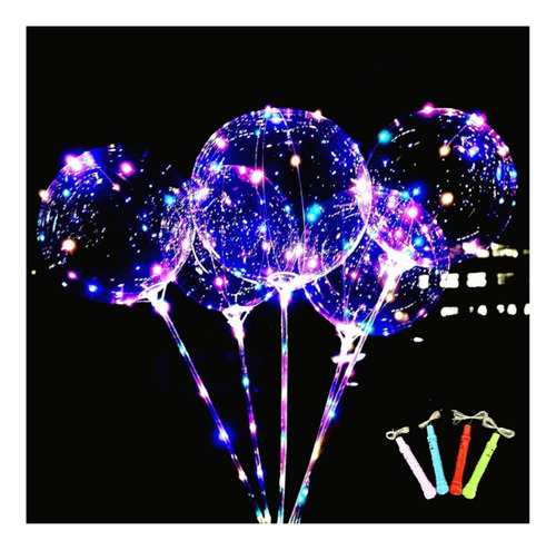 5 Globos Con Luz Led Multicolor, Burbuja #24 Incluye Pilas 