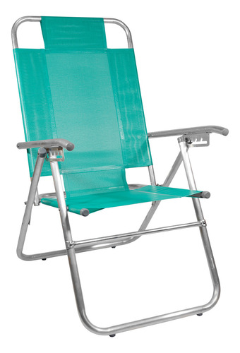 Reposera Alta Playa Playera Camping 5 Posiciones Aluminio Ct Color Verde