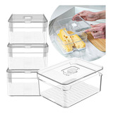 Kit 4 Organizadores Geladeira Armário Tampa Alimentos 2,2l Cor Transparente