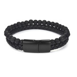 Pulsera Manilla Para Hombre En Cuero Y Acero 20.5cmts