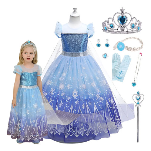Vestido De Princesa Para Elsa Frozen, Disfraz De Frozen 2 Diseñopara Niña,ropa De Halloween Navidad,fiesta De Cumpleaños Cosplay,vestir Con Accesorios