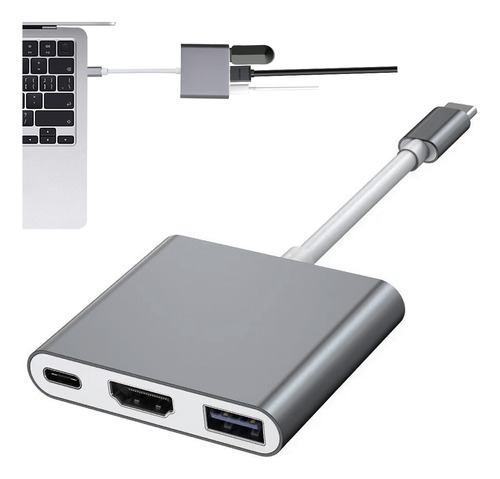 Adaptador Hub Usb C A Hdmi 3 En 1 Para Macbook Pro,air,iPad