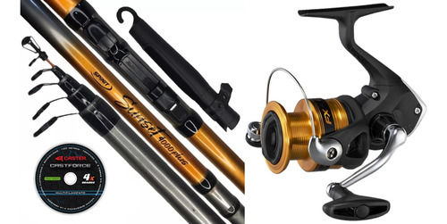 Combo Pesca Pejerrey Reel Shimano Fx + Caña Spinit Telesc 4m