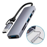 Hub Concentrador Doble Usb 3.0/2.0 O Tipo C Adaptador 6 En 1