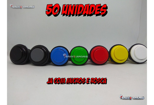 Kit Arcade Fliperama 50 Botões De Nylon Aegir