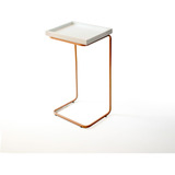 Mesa De Apoio Sofá Anny Base Metal Ouro Tampo Off White