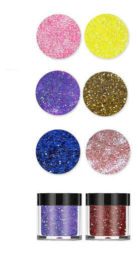 6 Lentejuelas Glitter Purpurina Decoración Uñas Ojos Cuerpo