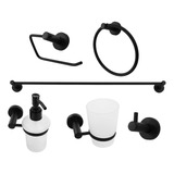 Juego De 6 Accesorios Para Baño Dica 3200.2 Zinc Negro Mate