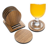 Suporte Porta Copos Coaster Bolacha Descanso Bebidas Chopp Cor Amadeirado Claro