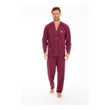 Pijama Masculino Aberto Botão Camisa E Calça Comprida Inv