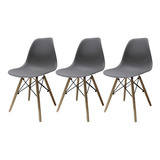 Kit 3 Cadeiras Mesa Sala Jantar Charles Eiffel Eames Wood Cor Da Estrutura Da Cadeira Fendi