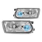 Par De Faros Delanteros Tsuru 3 Cromado Ojo Azul Nissan 