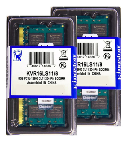Memória Kingston Ddr3 8gb 1600 Mhz Notebook 1.35v Kit C/20