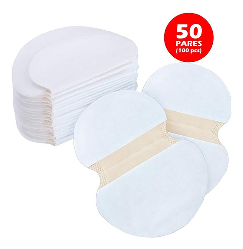 Kit Protetor Axilas Anti Suor Confortável Higiênico 50 Pares Cor Branco