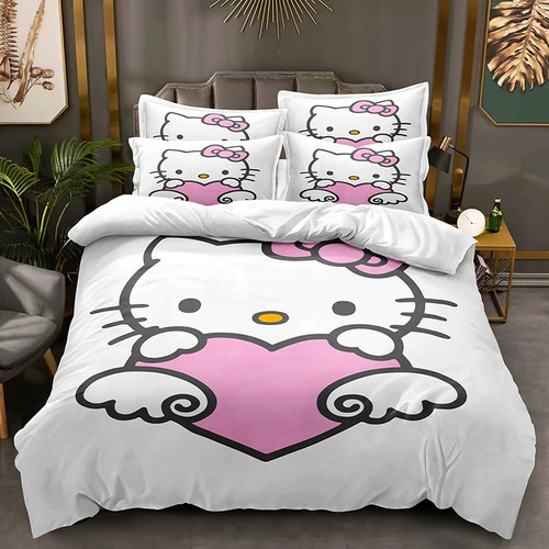 Funda De Edredón Blanca Kitty, Ropa De Cama De Hello Kitty