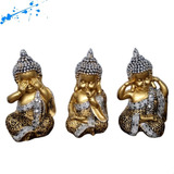 Trio De Buda Hindu Zen Baby Sabios Decorativo 10 Cm