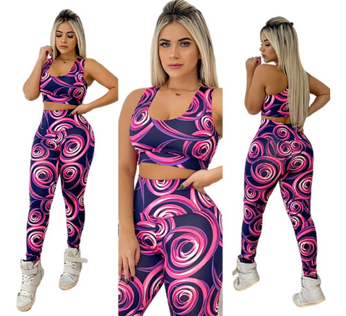 5 Conjunto Fit Academia Ginastica Feminino Suplex + Brinde