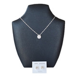 Conjunto Aritos Y Cadenita Con Cubix  - Plata Italiana 925