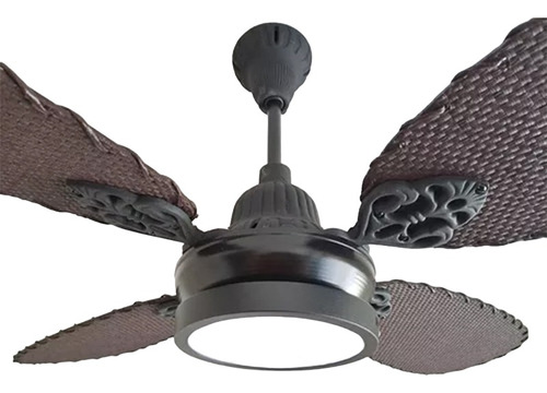 Ventilador De Techo S I T E C Fundición Negro Rattan Y Led T