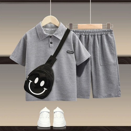 Conjunto Deportivo De Camisa Gris De Verano Para Niños