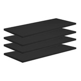 Kit 4 Prateleiras 60x20cm Mdf Preto Suportes Grátis 60204p